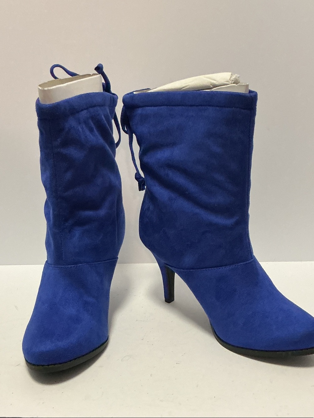 Diba Royal Blue Suede Mid-Calf Heeled Boots